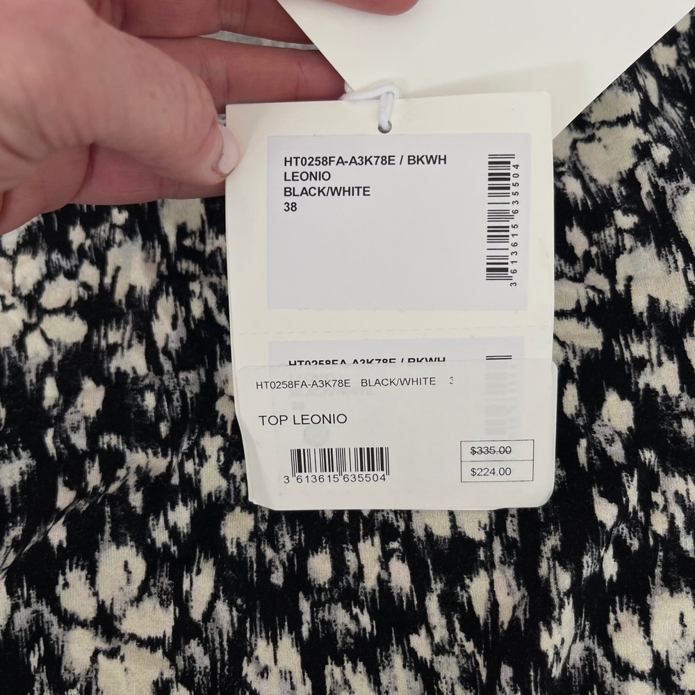 NWT Isabel Marant Leonio Top Sz 6 Black White Open Back Long Sleeve French Sexy - Picture 7 of 16